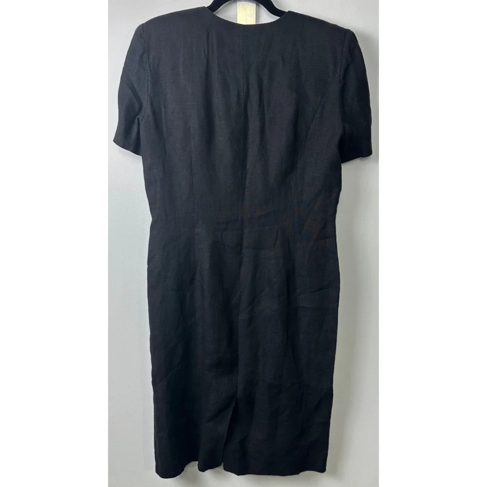 Brooks Brothers Irish Linen Button Front Shirt Dress Sz 8 Button Black Lined D36 - Picture 3 of 5